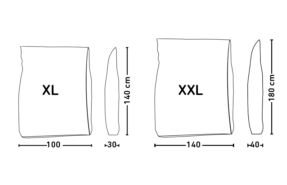 bedruckter Sitzsack Größen
