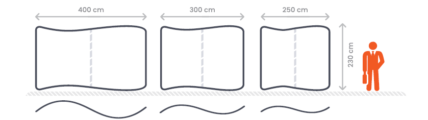Displaywände gewölbt alle Größen