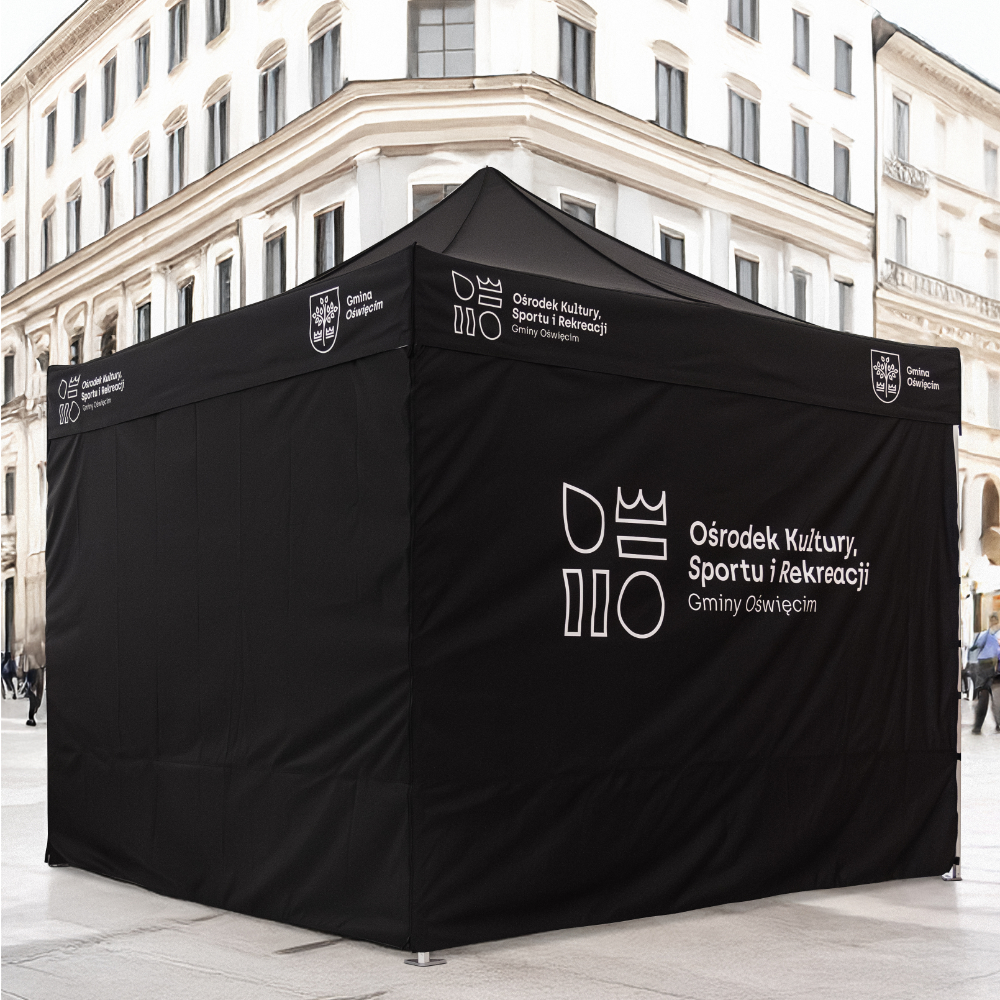 Faltbares Logozelt 3x3 individuell bedruckt mit 4 Seitenwänden schwarz