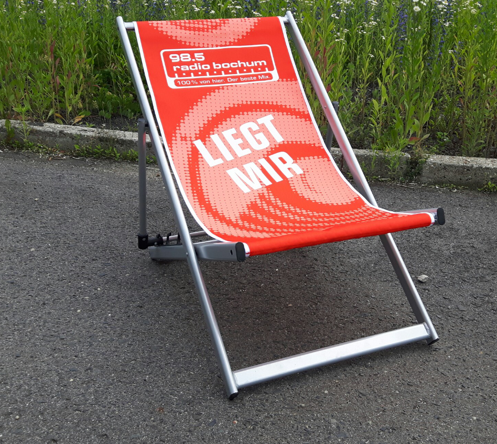 Alurahmen Liegestuhl mit Logo